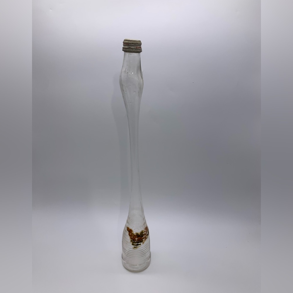 Vintage 17” Stretched Art Glass FANTA Bottle With Vintage Decorative Decal